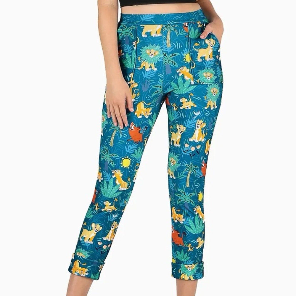 Blackmilk LION KING CUBS GREEN CUFFED PANTS - LIMITED